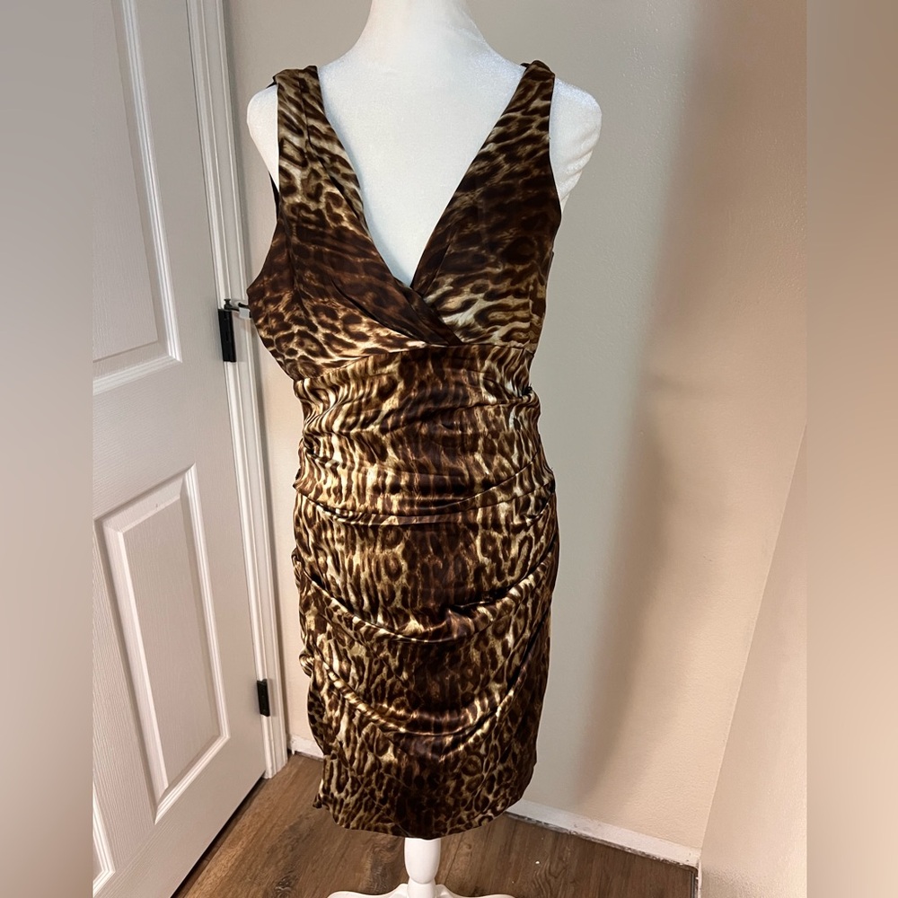 EUC Vintage Cache Silk Animal Print dress 10